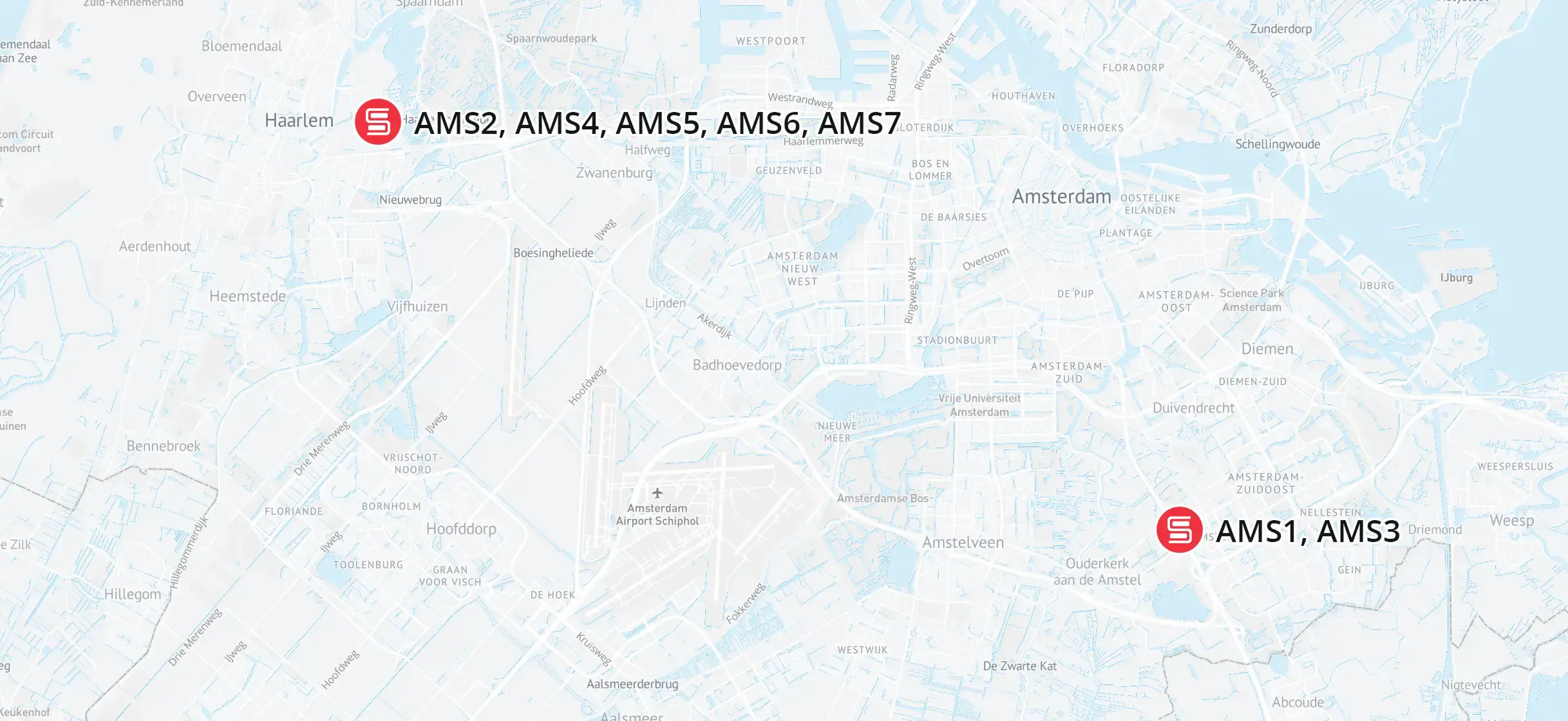 Servers.com Amsterdam data centers map