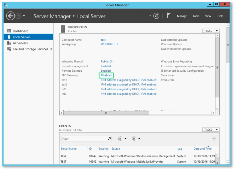 To set up teaming separately for the private network and for the public network